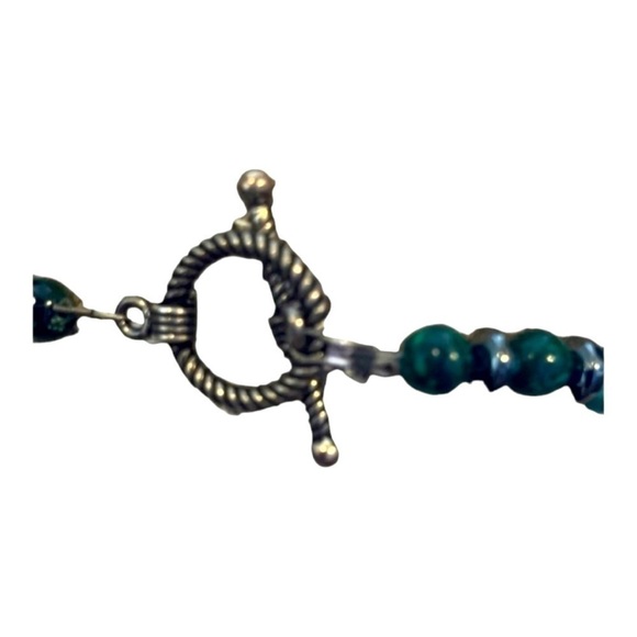 18” Necklace with Green Based Decorated Playful Textured Beads - Picture 3 of 5